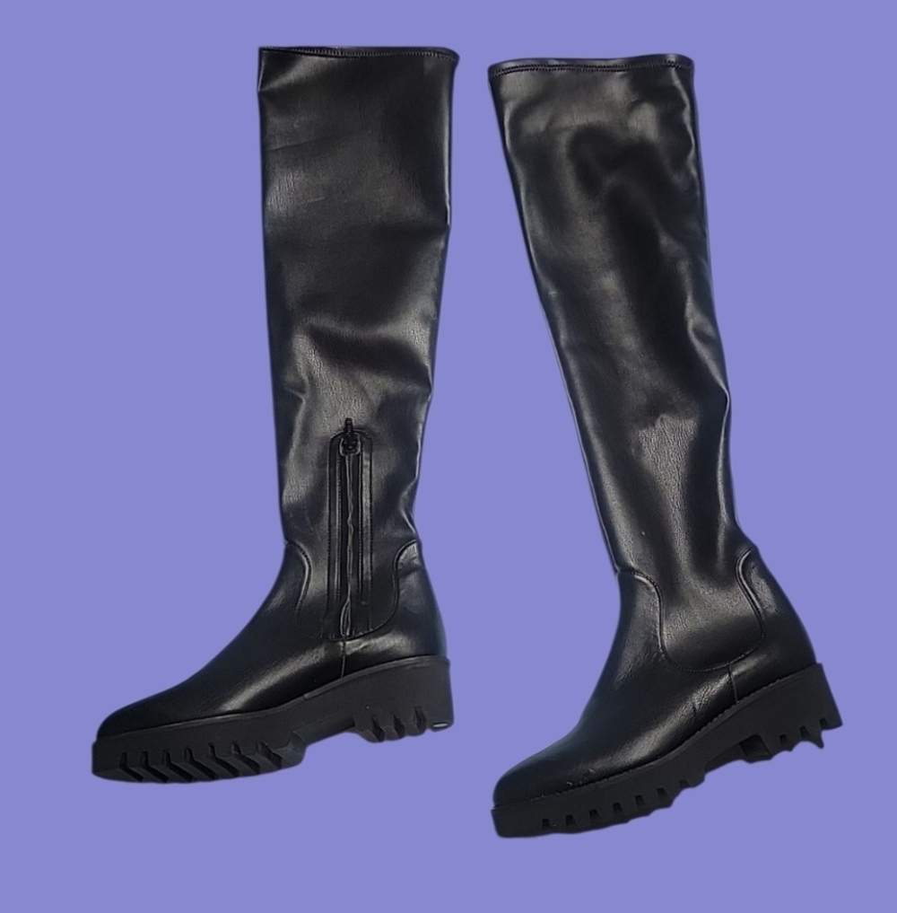 Theory‎ Black Leather Over-the-Knee Boots - Picture 5 of 7